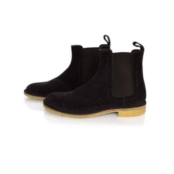 NEW $820 Bottega Veneta Blue Calf Suede Ankle Boots 44 Eu 312345